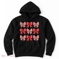Retro Valentines Day Heart Coquette Bow Hoodie thumb 0