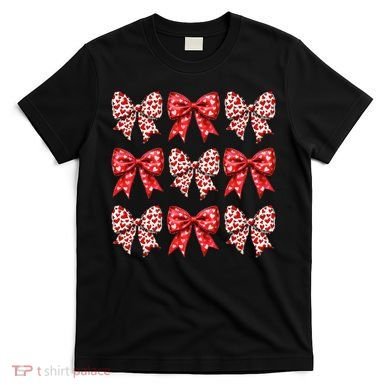 Retro Valentines Day Heart Coquette Bow T-Shirt