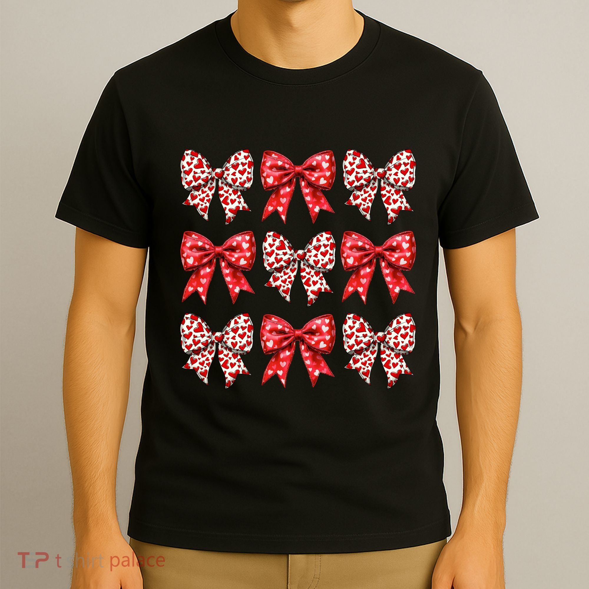 Retro Valentines Day Heart Coquette Bow T-Shirt
