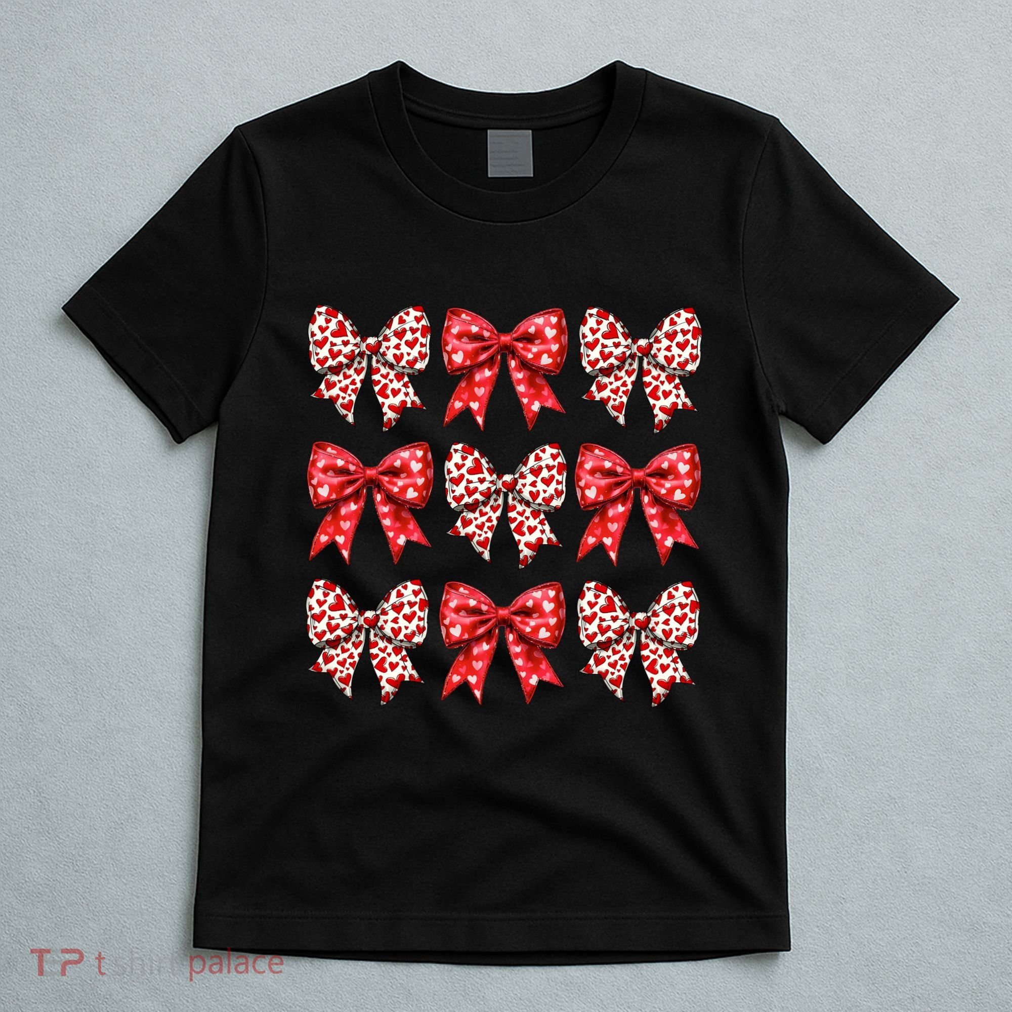 Retro Valentines Day Heart Coquette Bow T-Shirt