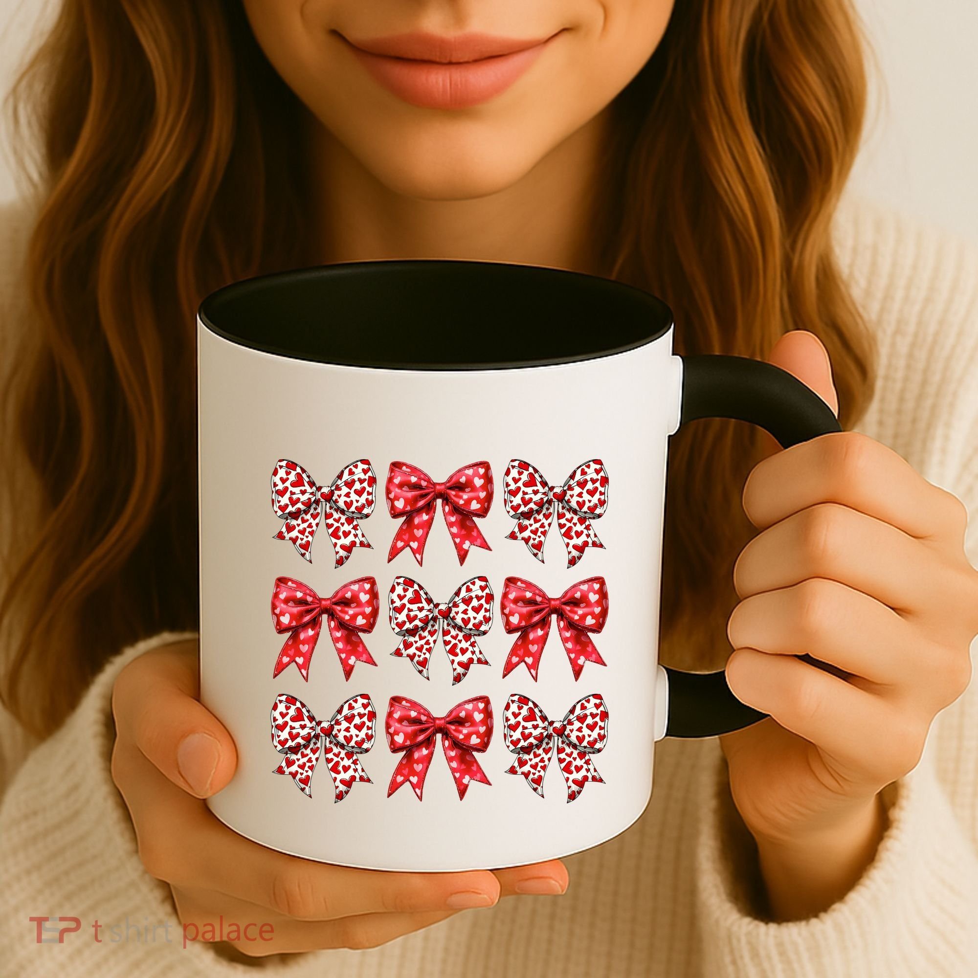 Retro Valentines Day Heart Coquette Bow Coffee Mug