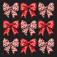 Retro Valentines Day Heart Coquette Bow Beanie thumb 2