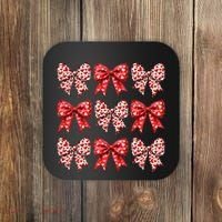 Retro Valentines Day Heart Coquette Bow Coaster thumb 0