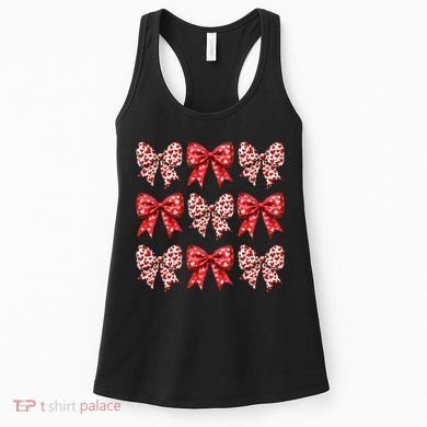 Retro Valentines Day Heart Coquette Bow Women's Tank Top