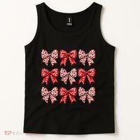 Retro Valentines Day Heart Coquette Bow Tank Top thumb 2