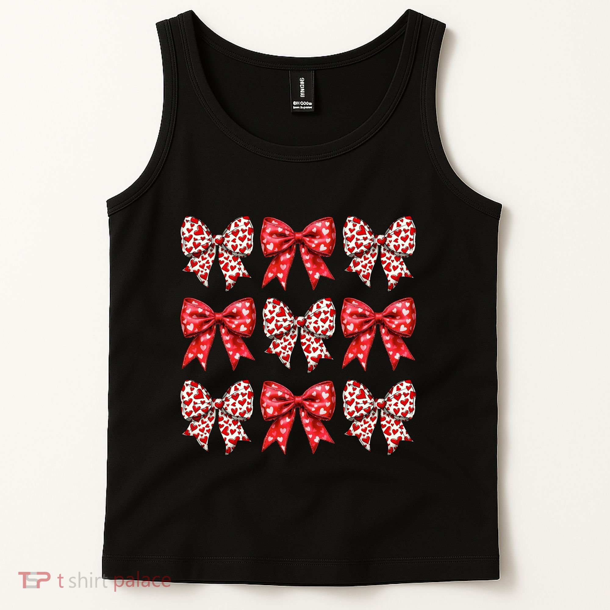 Retro Valentines Day Heart Coquette Bow Tank Top