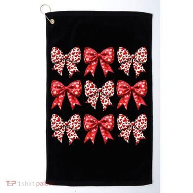 Retro Valentines Day Heart Coquette Bow Golf Towel