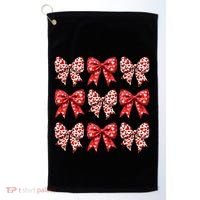 Retro Valentines Day Heart Coquette Bow Golf Towel thumb 0