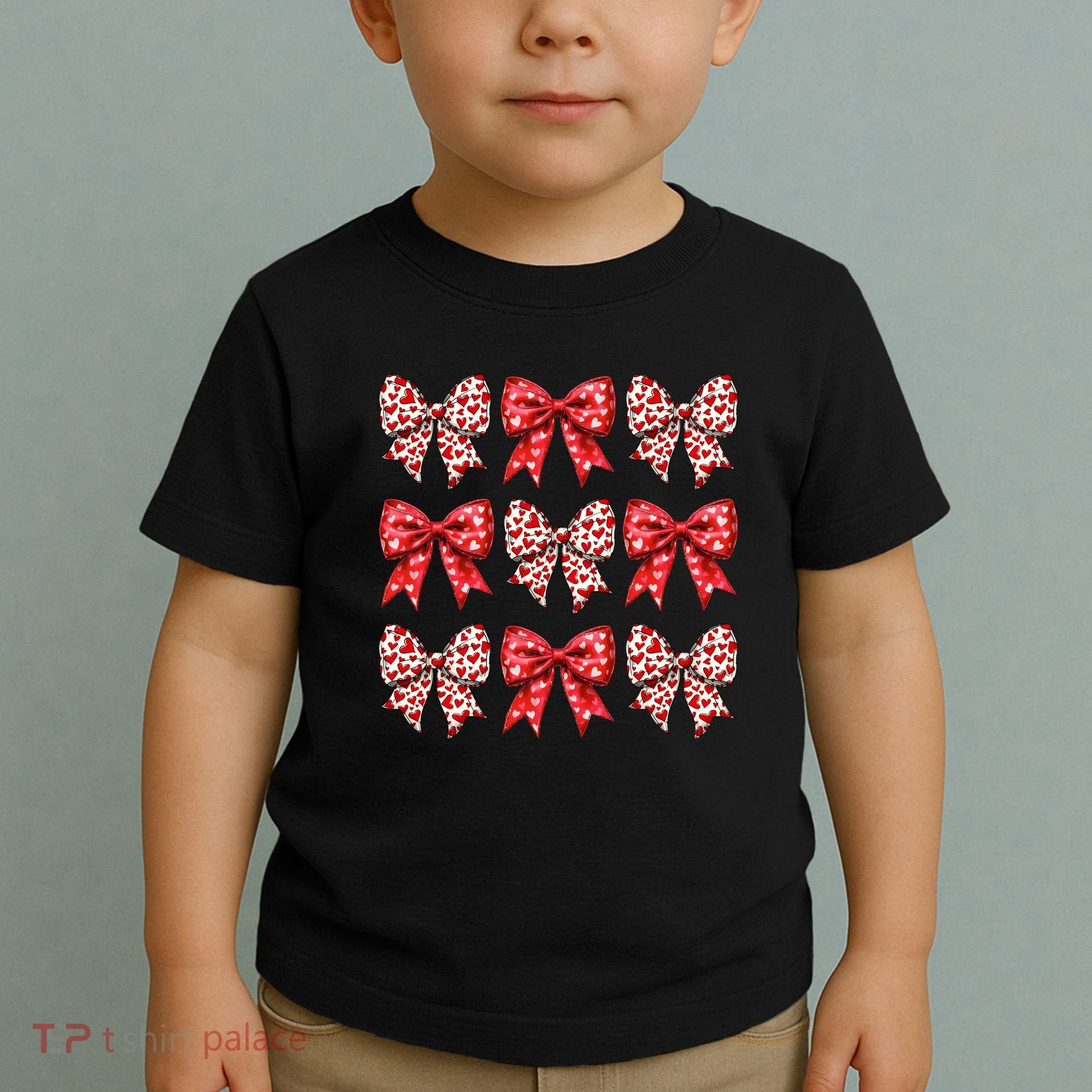 Retro Valentines Day Heart Coquette Bow Toddler T-Shirt