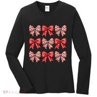 Retro Valentines Day Heart Coquette Bow Women's Long Sleeve Shirt thumb 0
