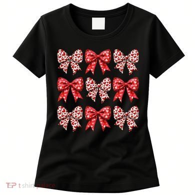 Retro Valentines Day Heart Coquette Bow Women's T-Shirt