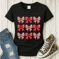 Retro Valentines Day Heart Coquette Bow Women's T-Shirt thumb 3