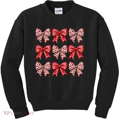 Retro Valentines Day Heart Coquette Bow Kids Sweatshirt