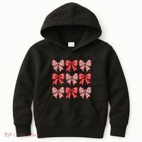 Retro Valentines Day Heart Coquette Bow Kids Hoodie thumb 0