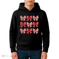 Retro Valentines Day Heart Coquette Bow Kids Hoodie thumb 4
