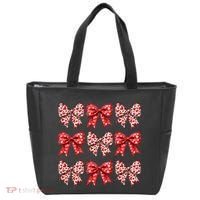 Retro Valentines Day Heart Coquette Bow Tote Bag thumb 0