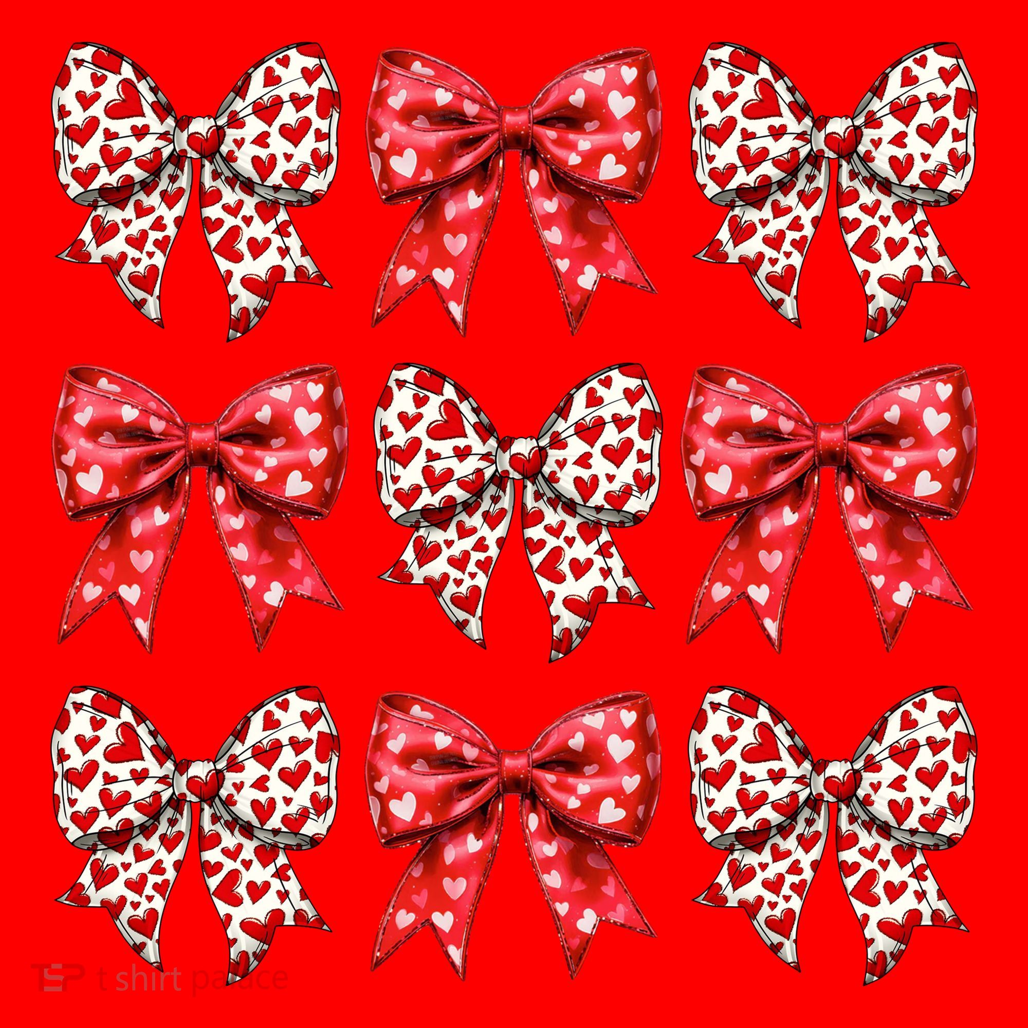 Retro Valentines Day Heart Coquette Bow Santa Hat
