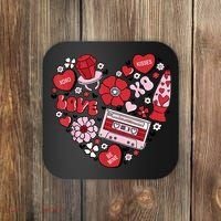 Retro Valentines Day Love Groovy Valentines Hearts Coaster thumb 0