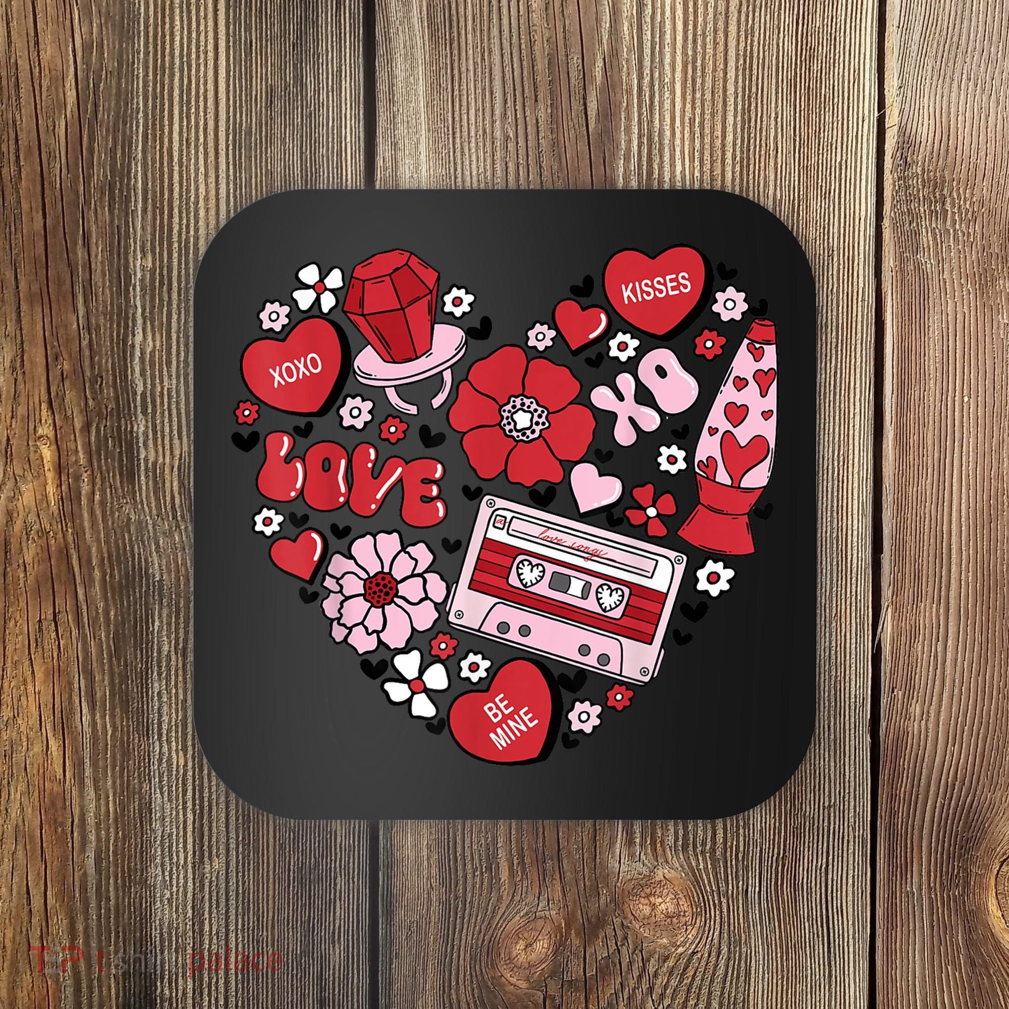 Retro Valentines Day Love Groovy Valentines Hearts Coaster