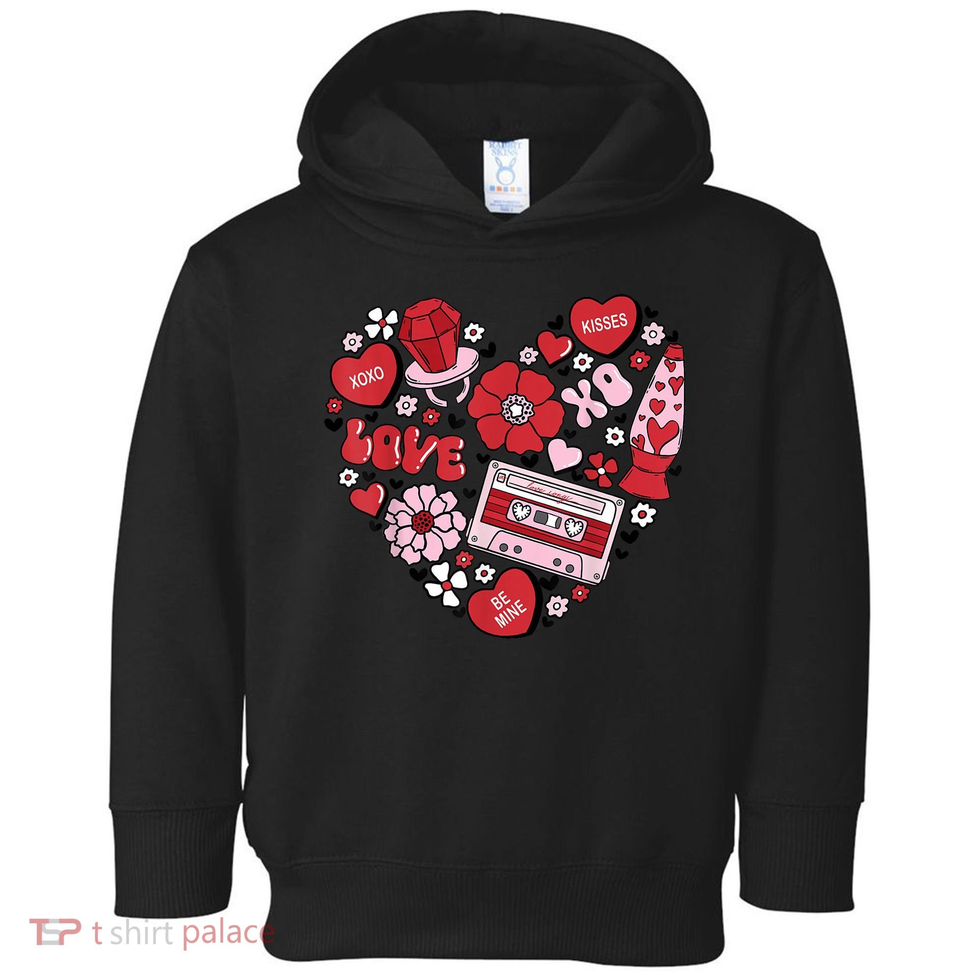 Retro Valentines Day Love Groovy Valentines Hearts Toddler Hoodie
