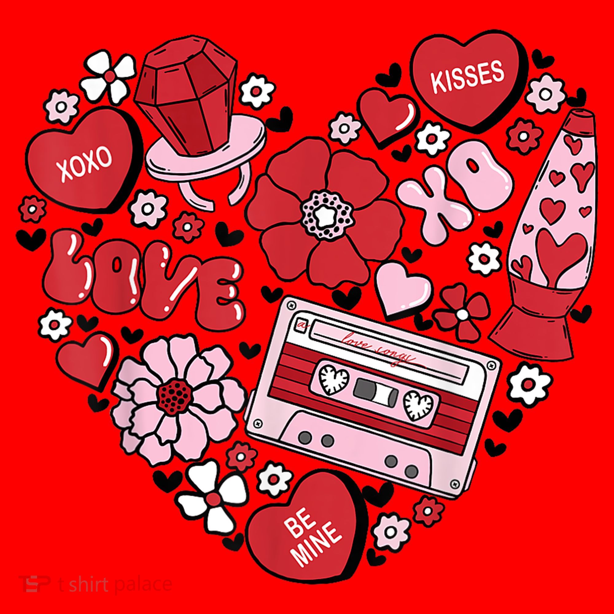 Retro Valentines Day Love Groovy Valentines Hearts Santa Hat