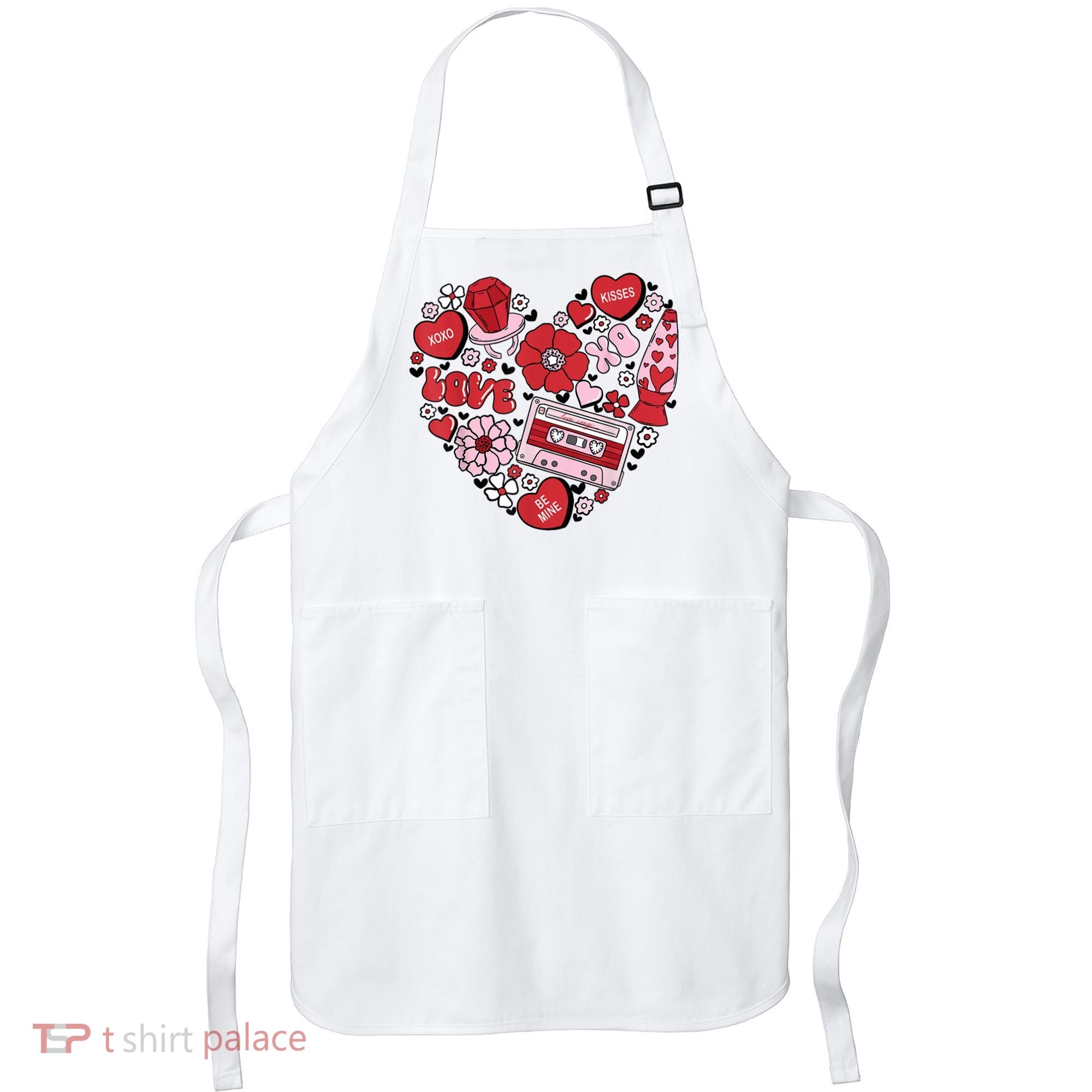 Retro Valentines Day Love Groovy Valentines Hearts Apron