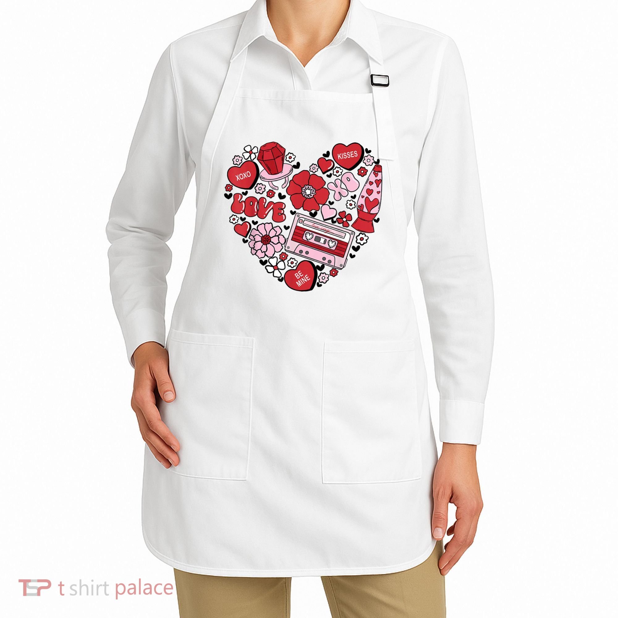 Retro Valentines Day Love Groovy Valentines Hearts Apron