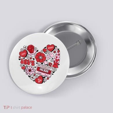 Retro Valentines Day Love Groovy Valentines Hearts Button