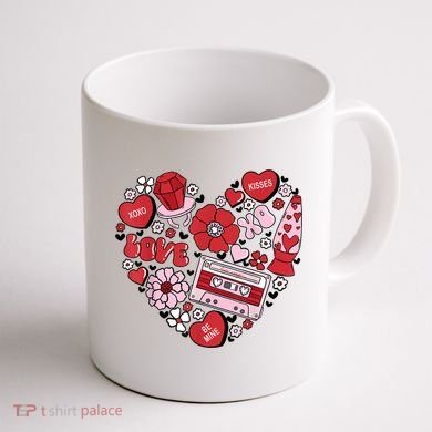 Retro Valentines Day Love Groovy Valentines Hearts Coffee Mug back