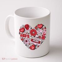 Retro Valentines Day Love Groovy Valentines Hearts Coffee Mug thumb 0