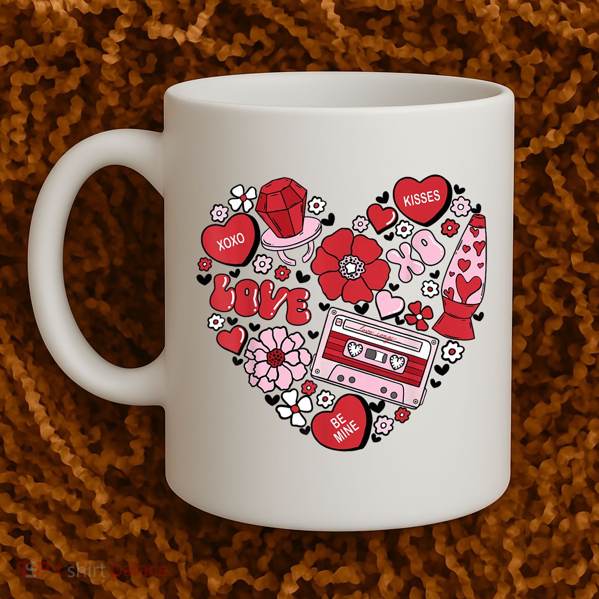 Retro Valentines Day Love Groovy Valentines Hearts Coffee Mug