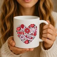 Retro Valentines Day Love Groovy Valentines Hearts Coffee Mug thumb 3