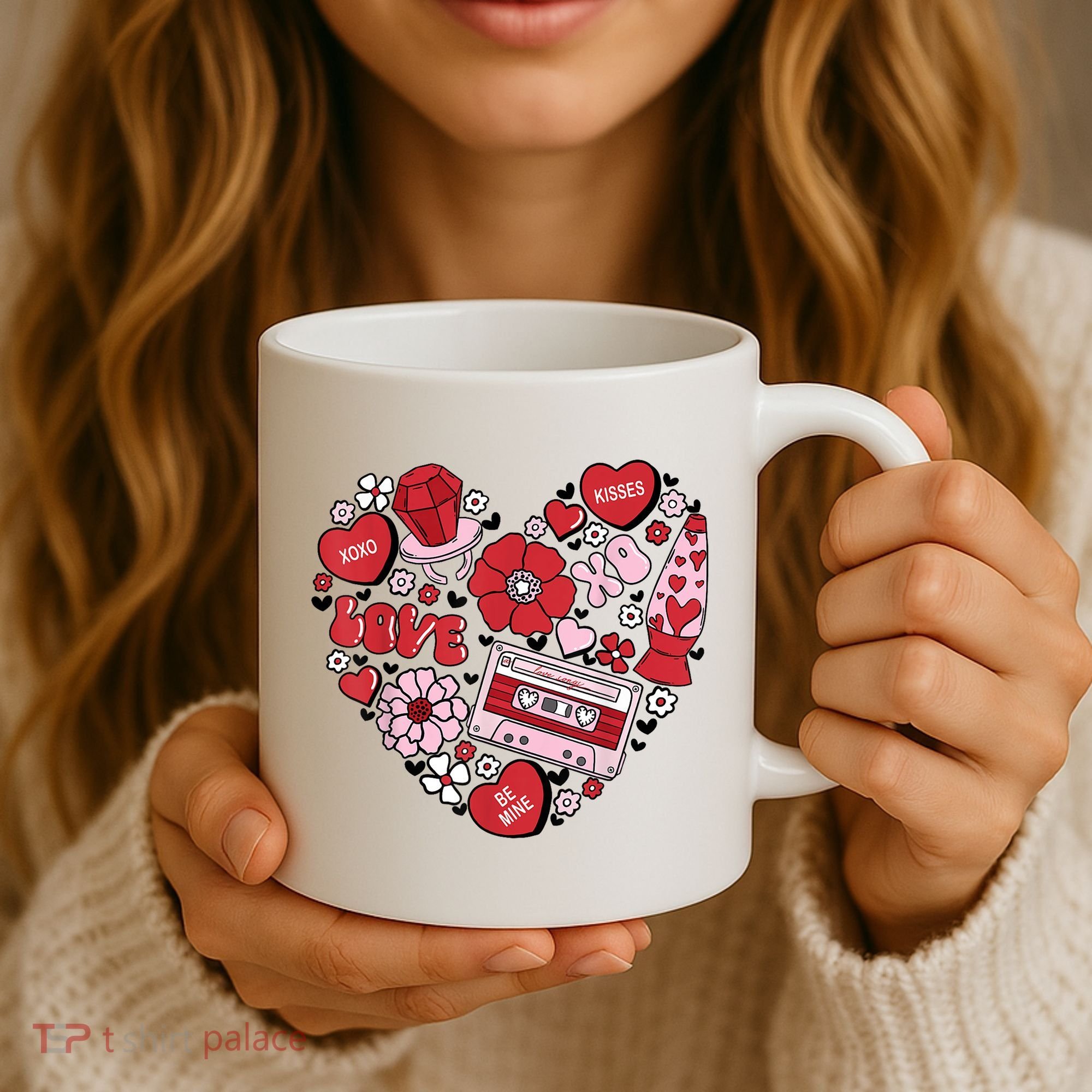 Retro Valentines Day Love Groovy Valentines Hearts Coffee Mug