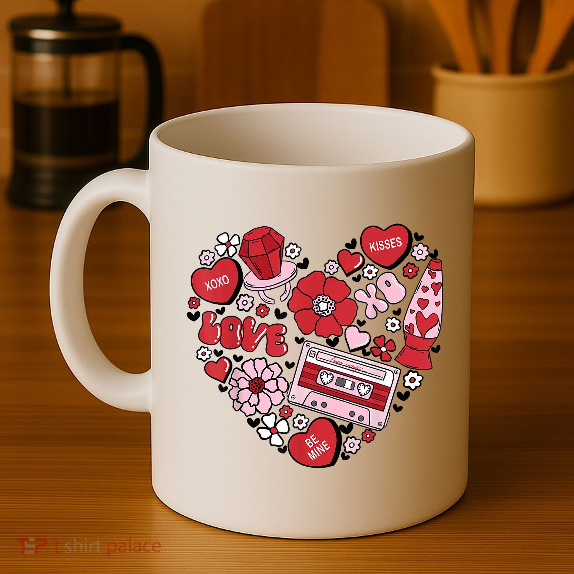 Retro Valentines Day Love Groovy Valentines Hearts Coffee Mug