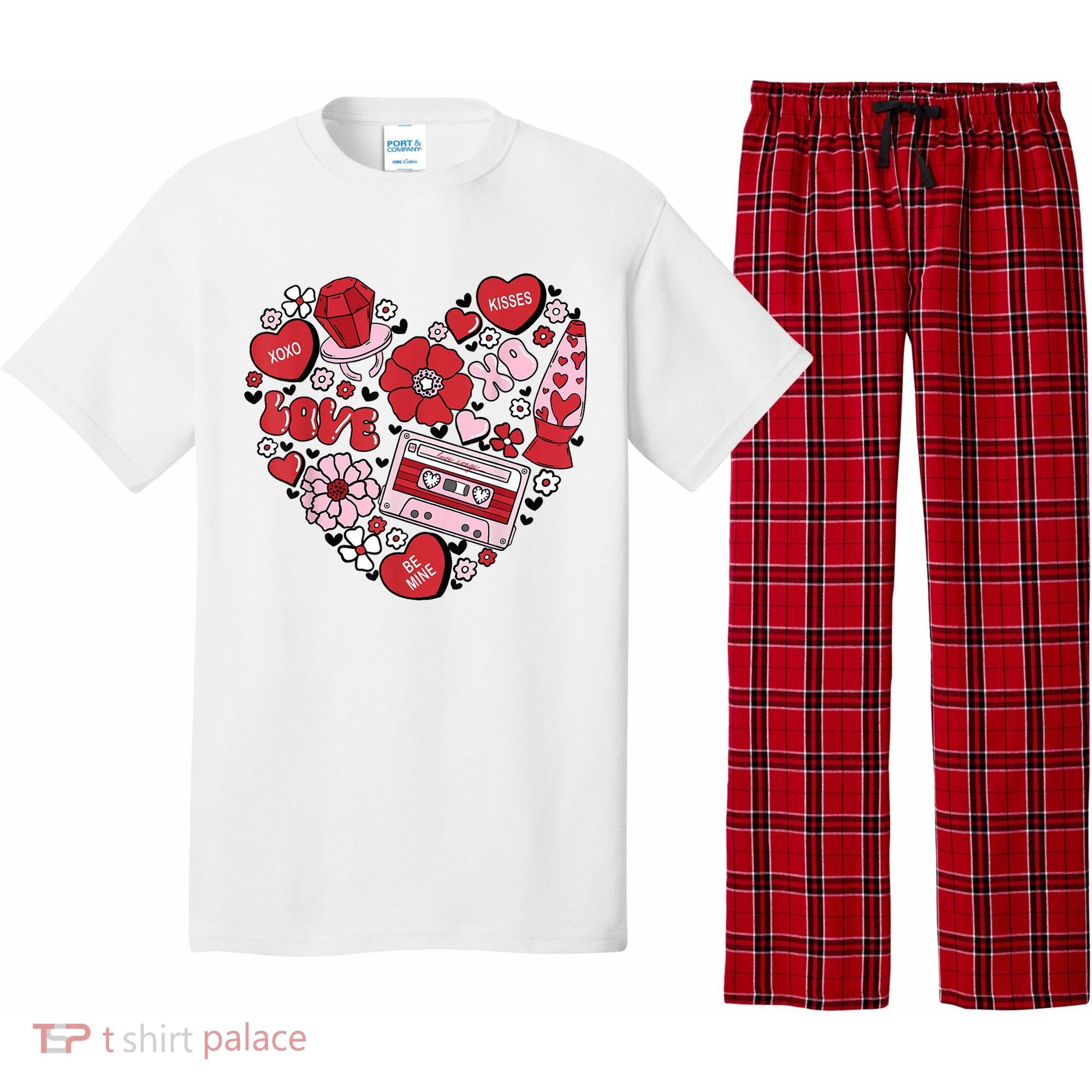 Retro Valentines Day Love Groovy Valentines Hearts Pajama Set