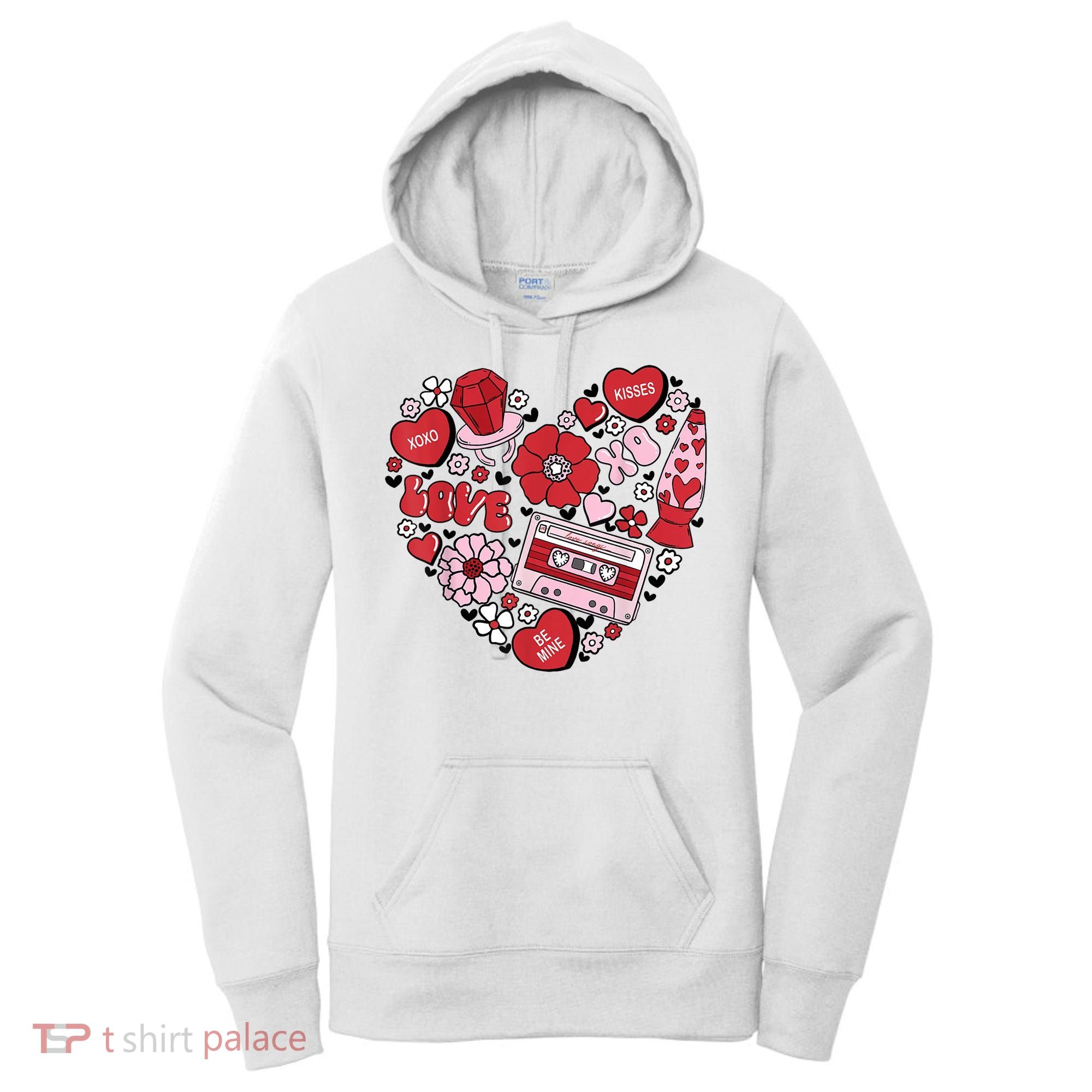 Retro Valentines Day Love Groovy Valentines Hearts Women's Hoodie