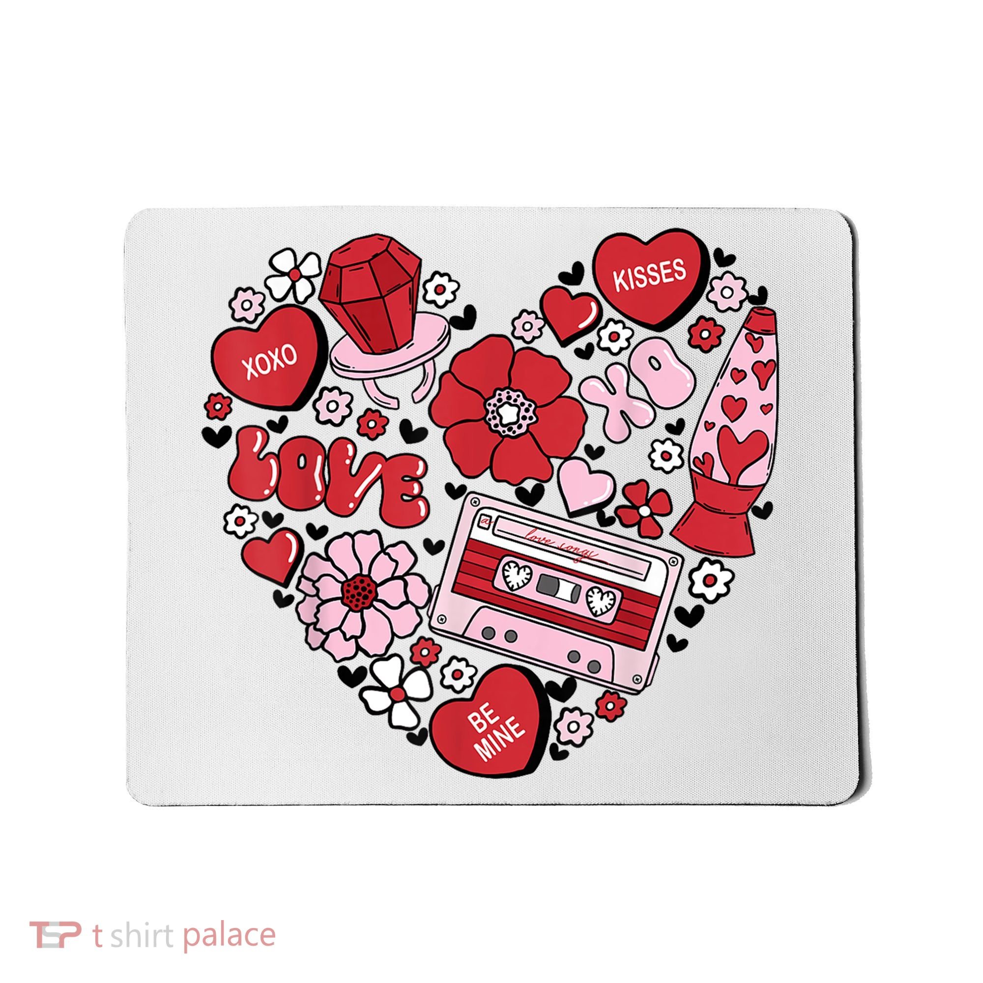 Retro Valentines Day Love Groovy Valentines Hearts Mousepad