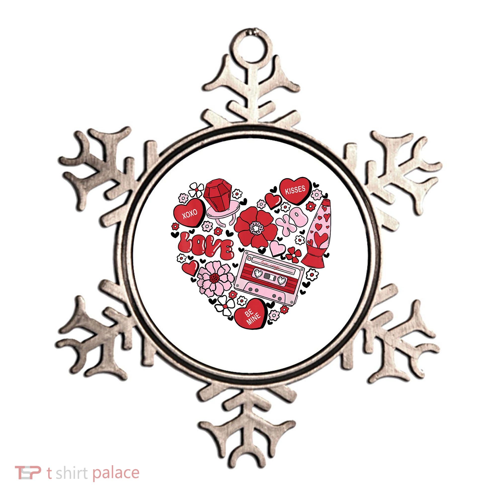 Retro Valentines Day Love Groovy Valentines Hearts Ornament