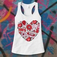 Retro Valentines Day Love Groovy Valentines Hearts Women's Tank Top thumb 3