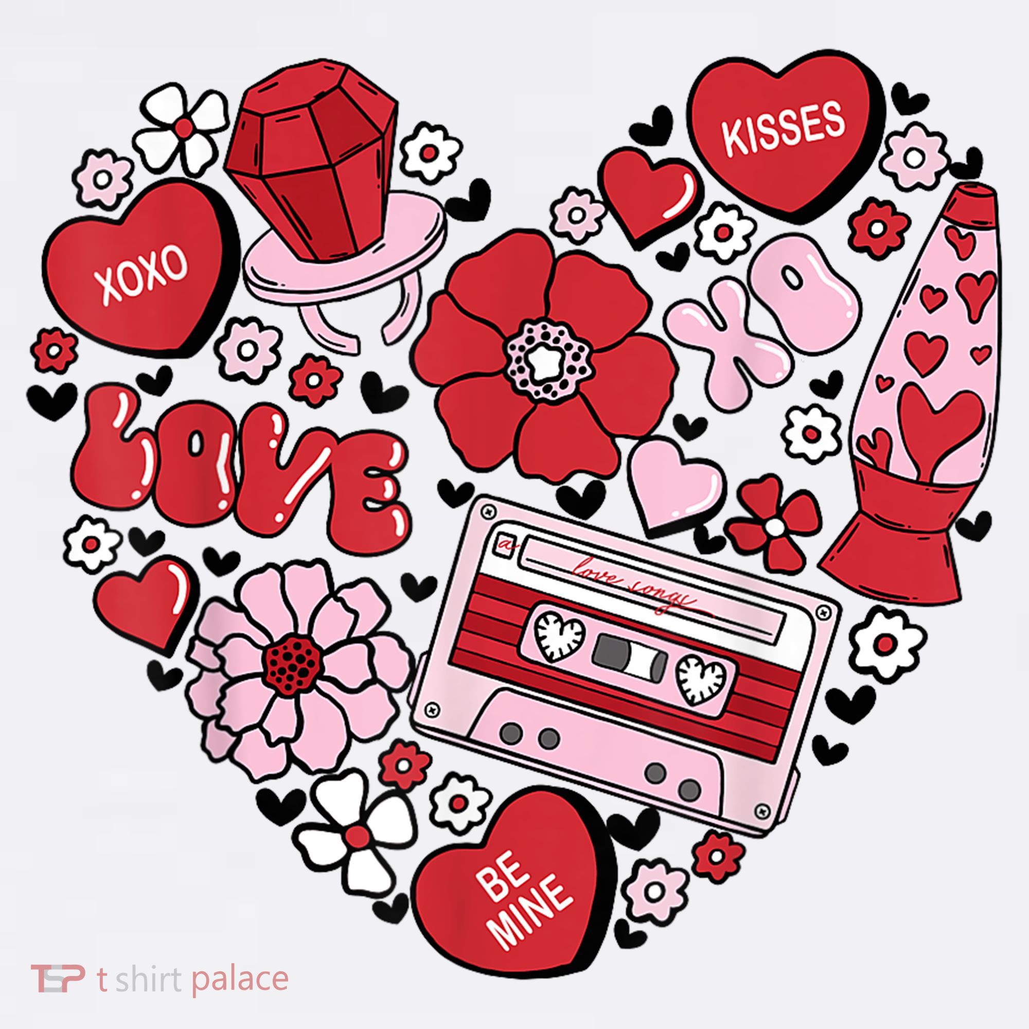 Retro Valentines Day Love Groovy Valentines Hearts Women's Tank Top