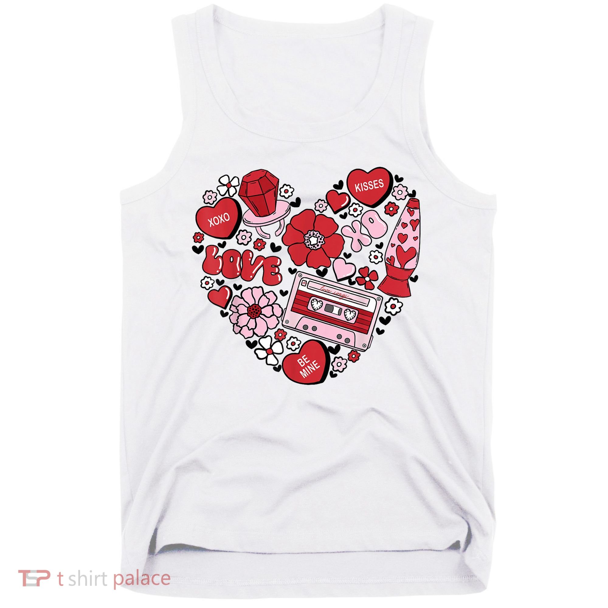 Retro Valentines Day Love Groovy Valentines Hearts Tank Top