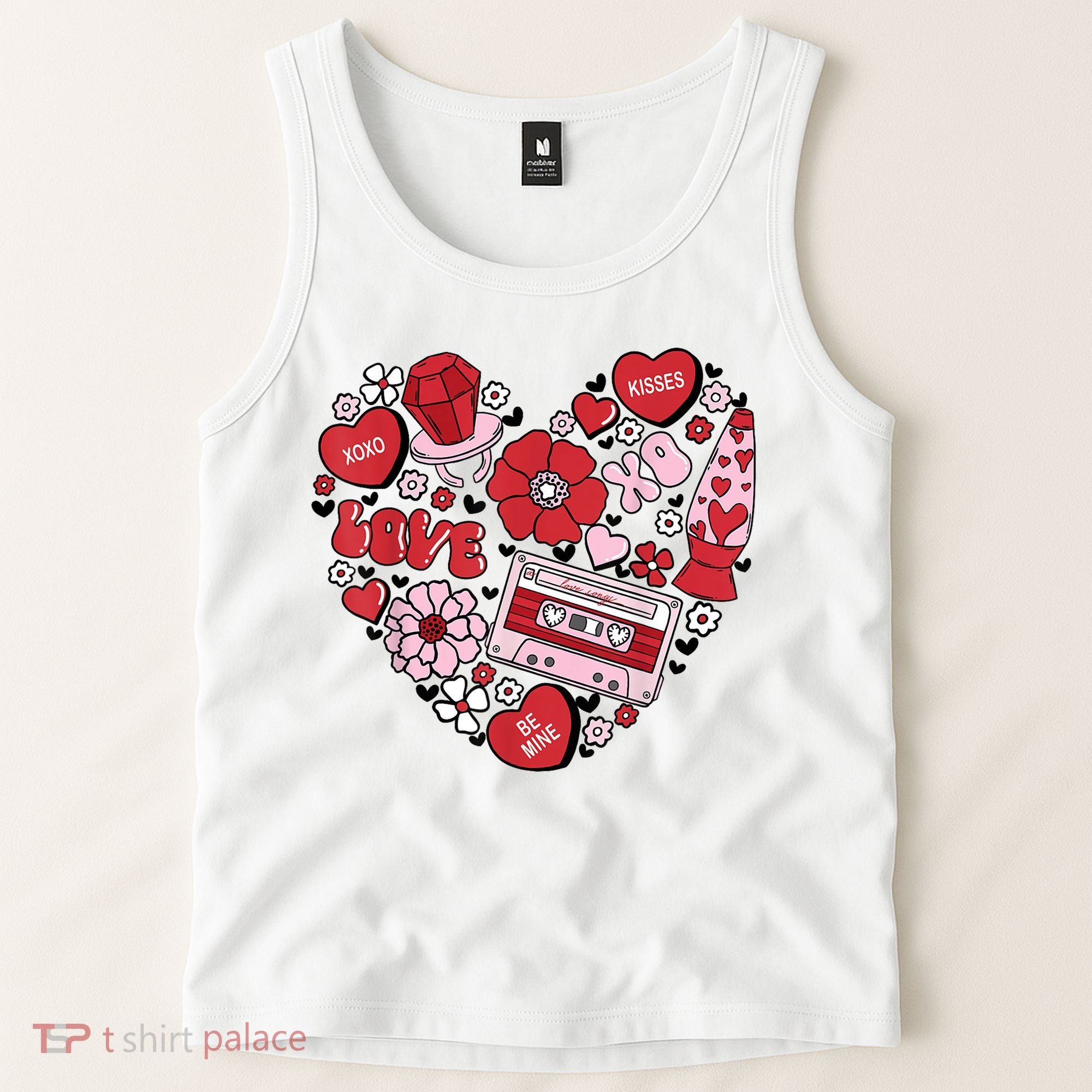 Retro Valentines Day Love Groovy Valentines Hearts Tank Top