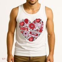 Retro Valentines Day Love Groovy Valentines Hearts Tank Top thumb 3