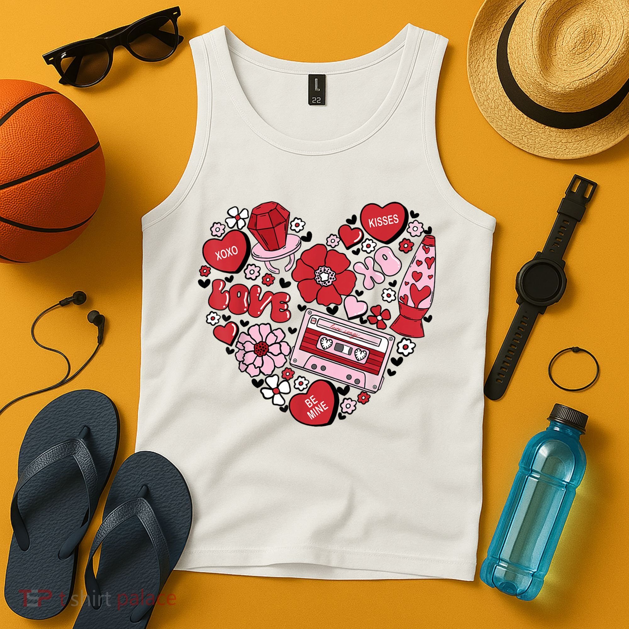 Retro Valentines Day Love Groovy Valentines Hearts Tank Top