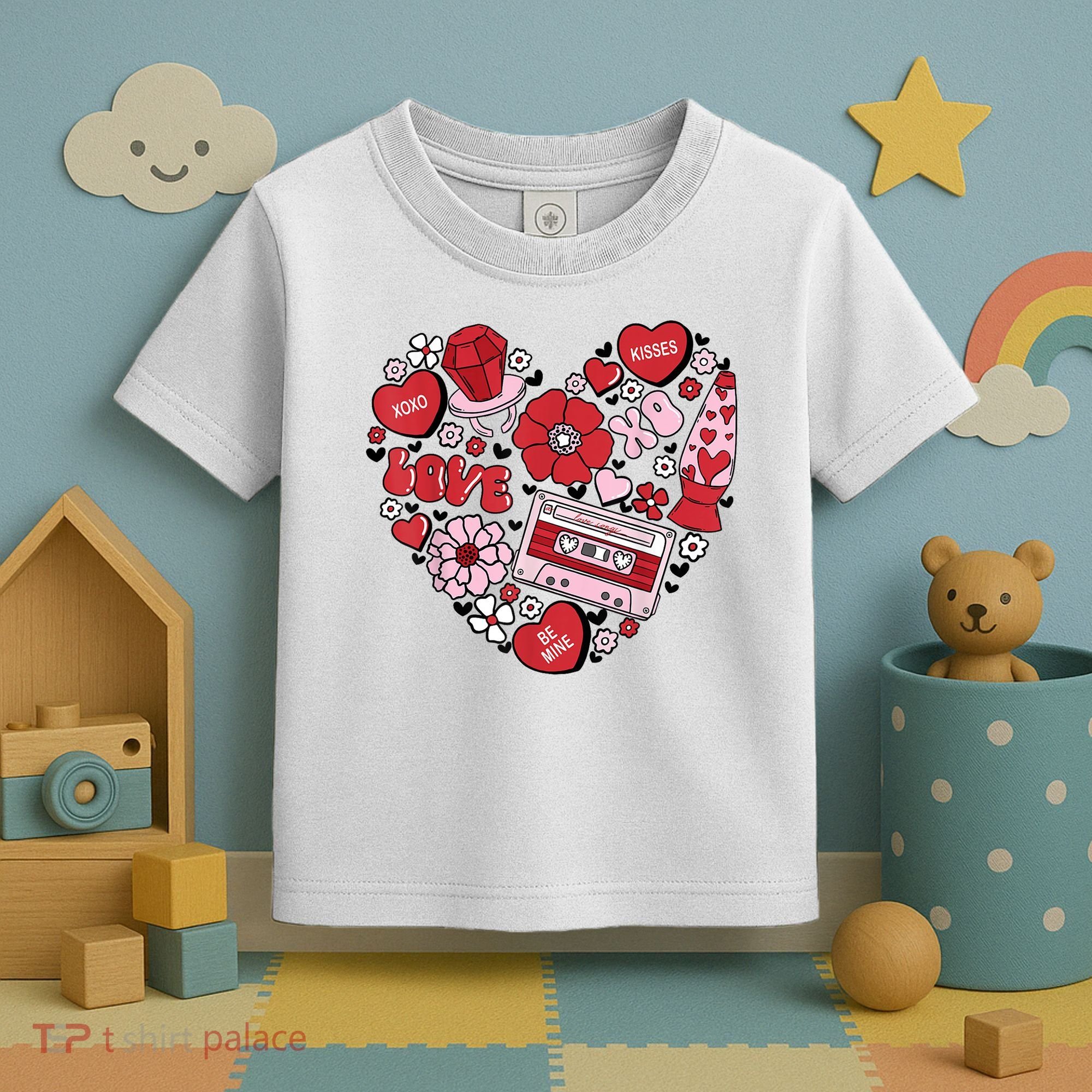 Retro Valentines Day Love Groovy Valentines Hearts Toddler T-Shirt