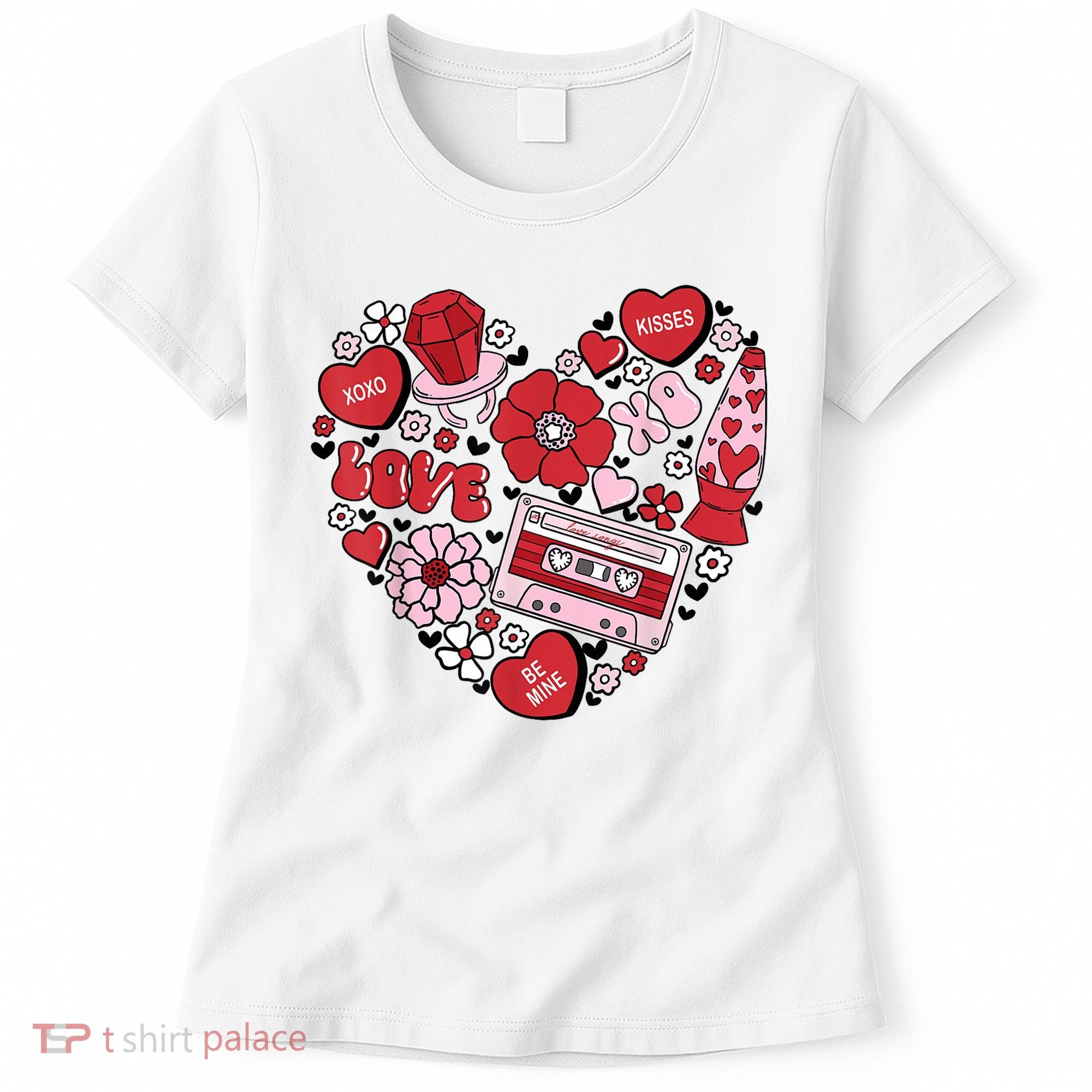 Retro Valentines Day Love Groovy Valentines Hearts Women's T-Shirt