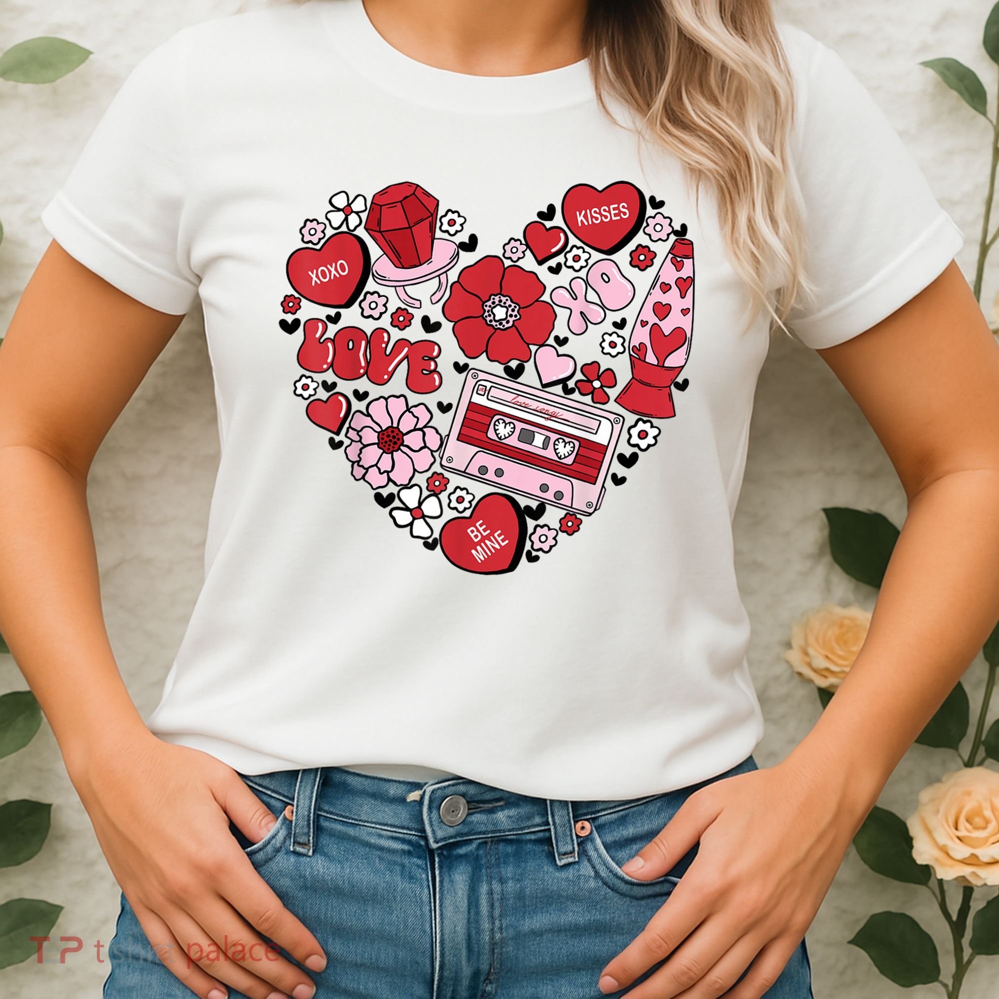 Retro Valentines Day Love Groovy Valentines Hearts Women's T-Shirt