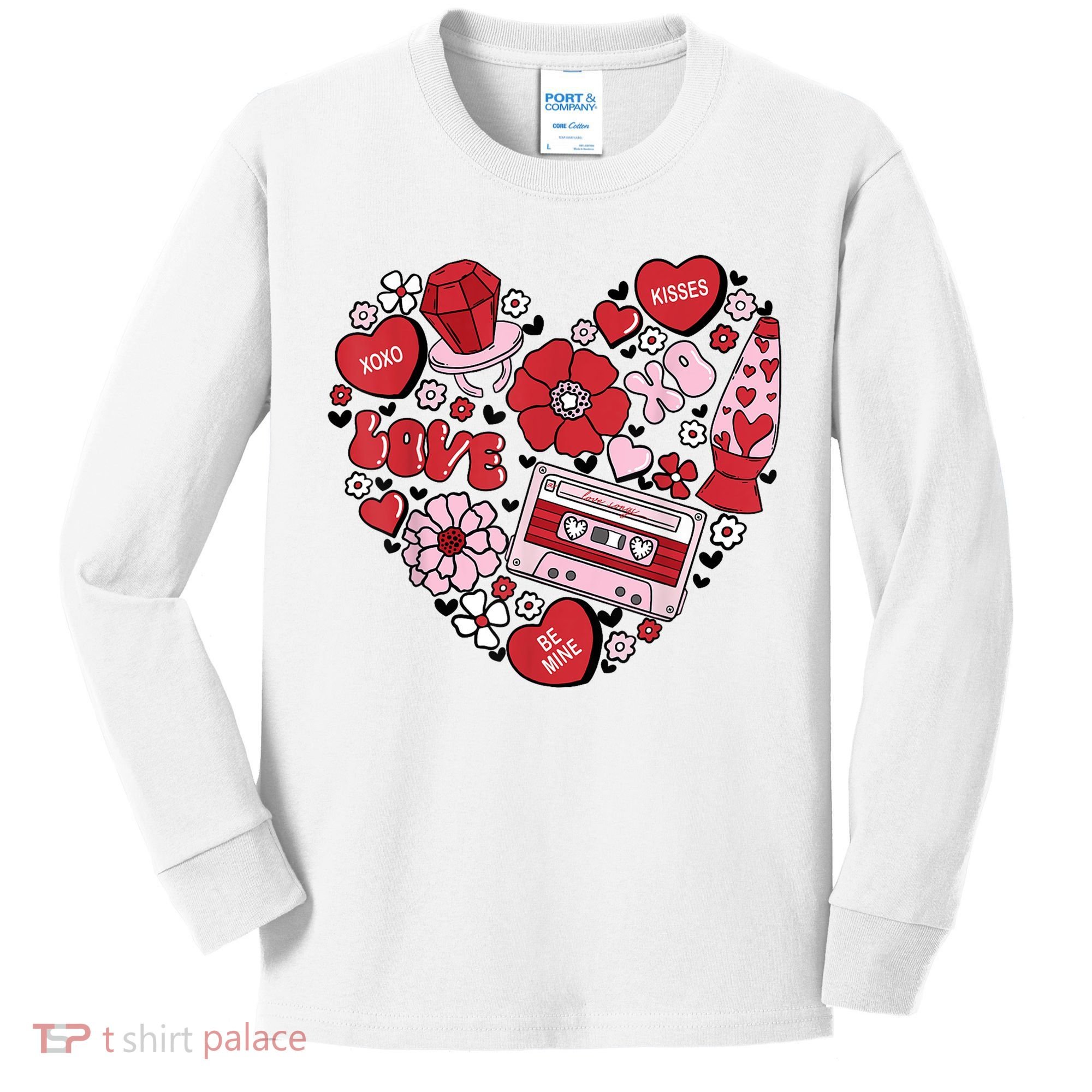 Retro Valentines Day Love Groovy Valentines Hearts Kids Long Sleeve Shirt