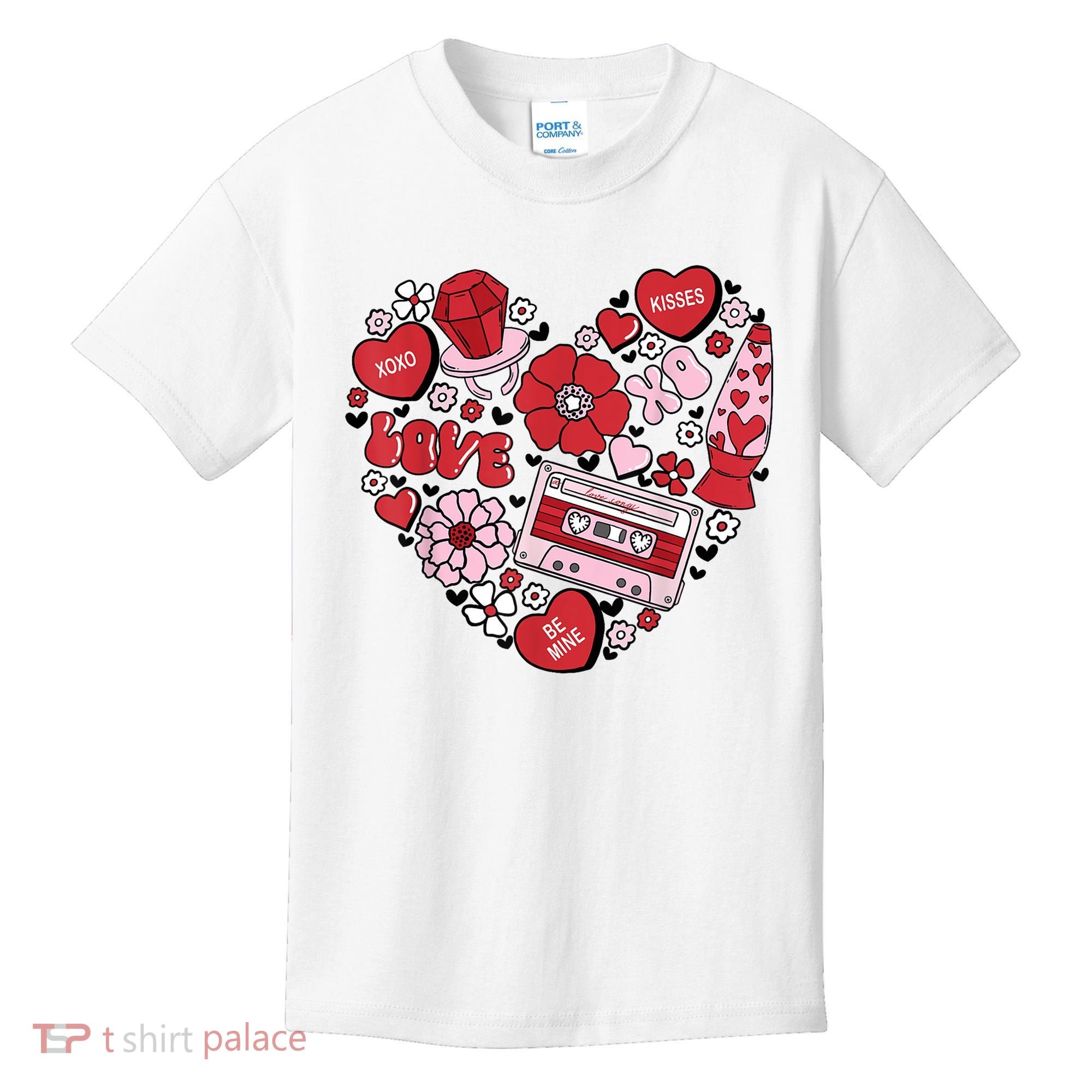Retro Valentines Day Love Groovy Valentines Hearts Kids T-Shirt