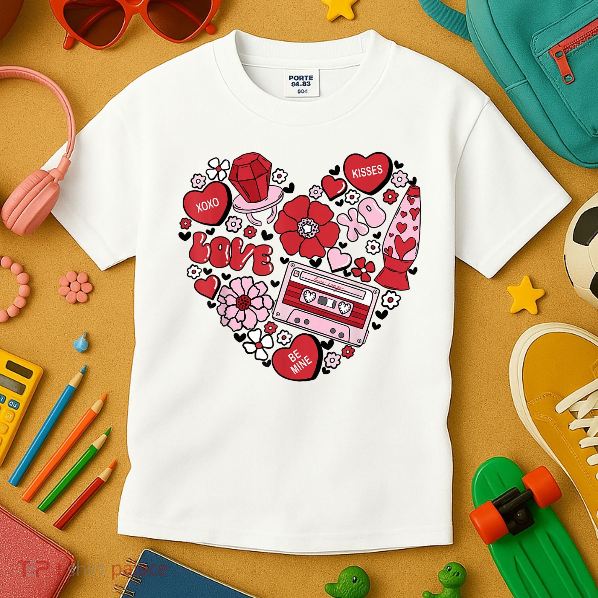 Retro Valentines Day Love Groovy Valentines Hearts Kids T-Shirt
